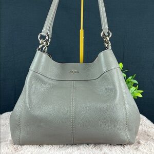 Coach F28997 Lexy Pebble Leather Shoulder Bag - Grey Birch EUC